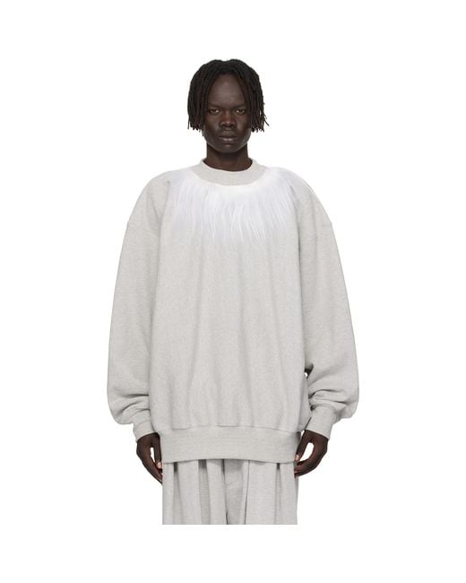 Hed Mayner White Fur Trim Sweatshirt for men