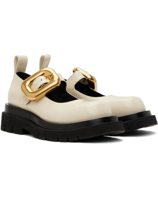 Bottega Veneta Black Off- Lug Mary-Jane Loafers