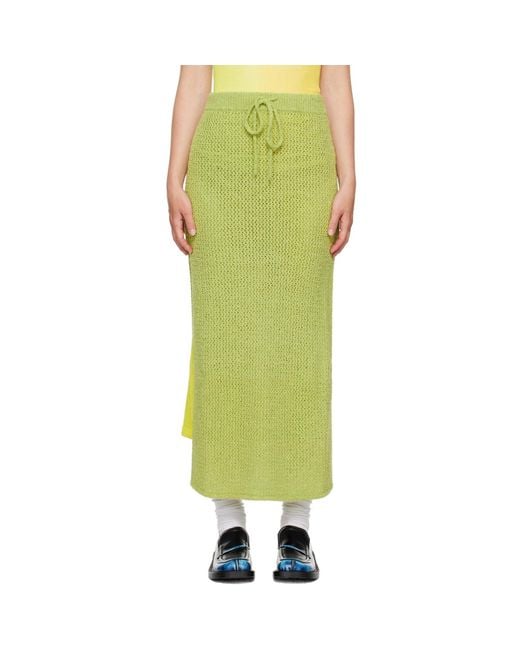 The Elder Statesman Green Selerino Net Midi Skirt