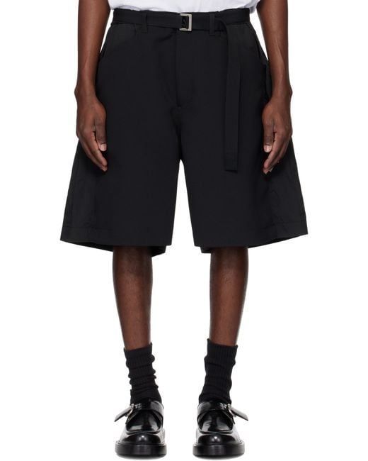 メンズ Sacai ブラック Matelasse Twill Mix ショートパンツ