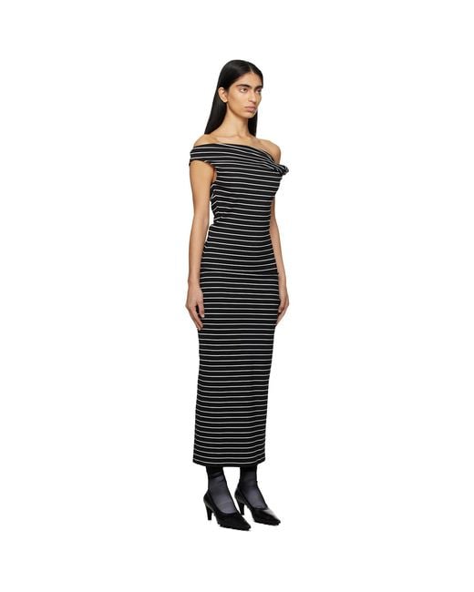 MSGM Black Striped Midi Dress