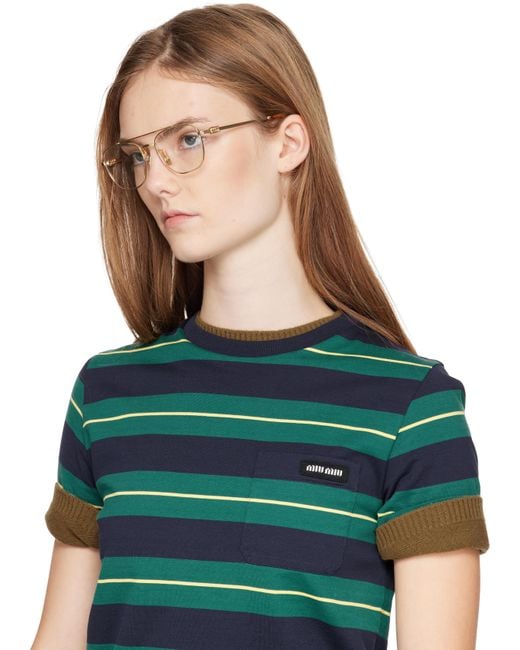 Miu Miu Black Top Bar Metal Glasses
