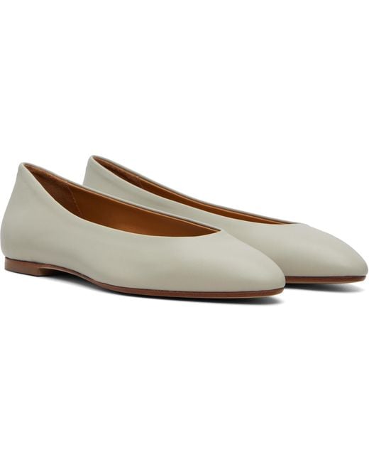 Aeyde Gray Ellie Almond-Toe Ballerina Flats