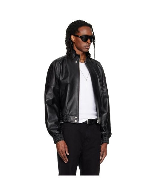Lu'u Dan Black Blouson Leather Jacket for men