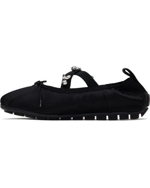 Simone Rocha Black Embellished Grip Ballerina Flats