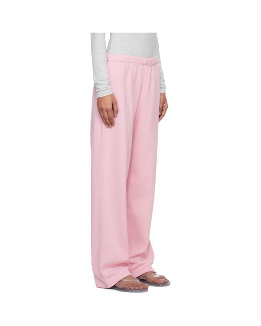 Skims Pink Cotton Fleece Classic Straight Leg Lounge Pants