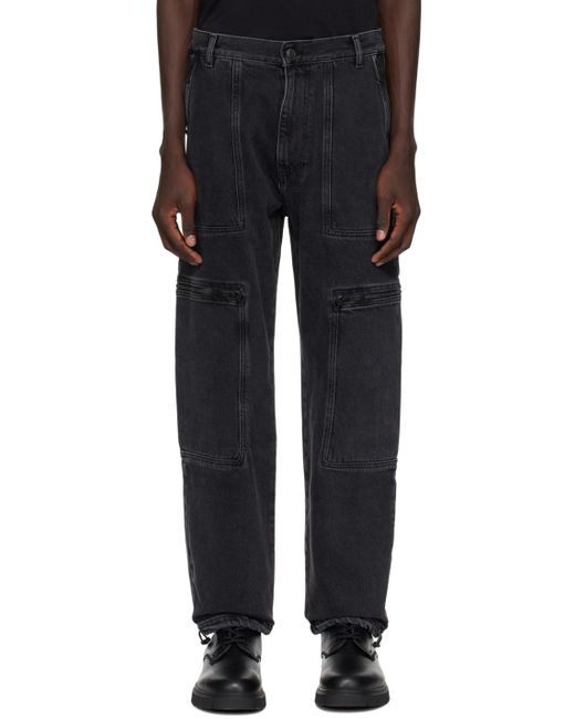 HUGO Black Gray Relaxed-fit Jeans for men