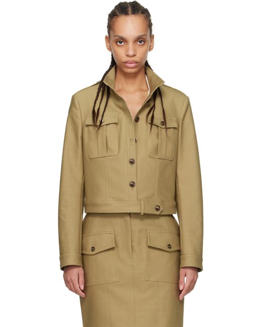 Tom Ford Multicolor Khaki Stand Collar Cropped Safari Jacket