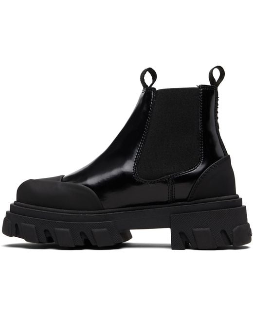 Ganni Black Cleated Low Chelsea Boots