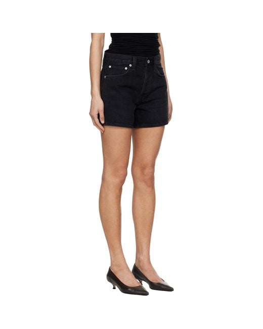 Agolde Black Parker Long Denim Shorts
