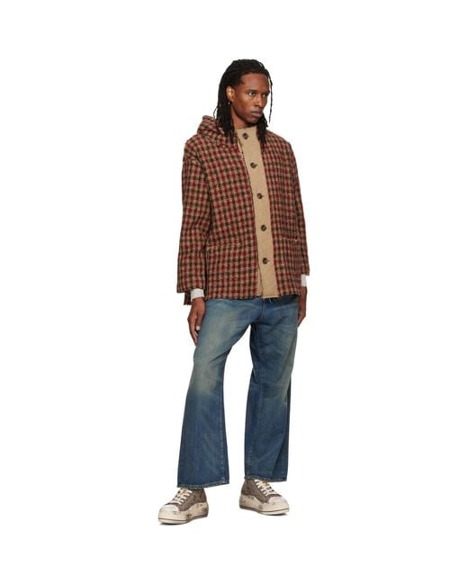 R13 Brown Oversized Hooded Jacket for men