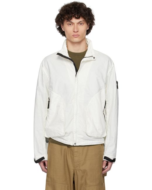 メンズ Stone Island オフホワイト Organic Look Nylon Panama-Tc ジャケット White