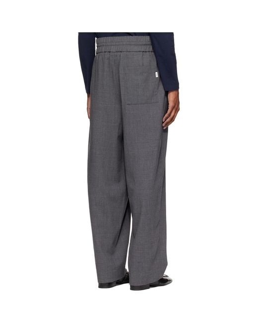 AMI Gray Elasticated-Waist Wool Trousers for men