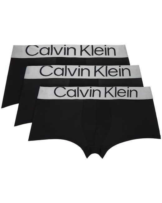 Ensemble de trois boxers noirs à taille basse Calvin Klein pour homme en coloris Black