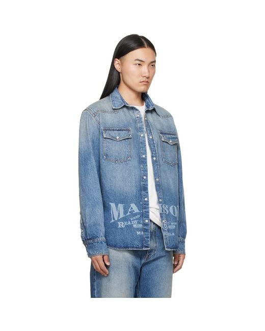 MM6 by Maison Margiela Blue Long-Sleeved Denim Shirt for men