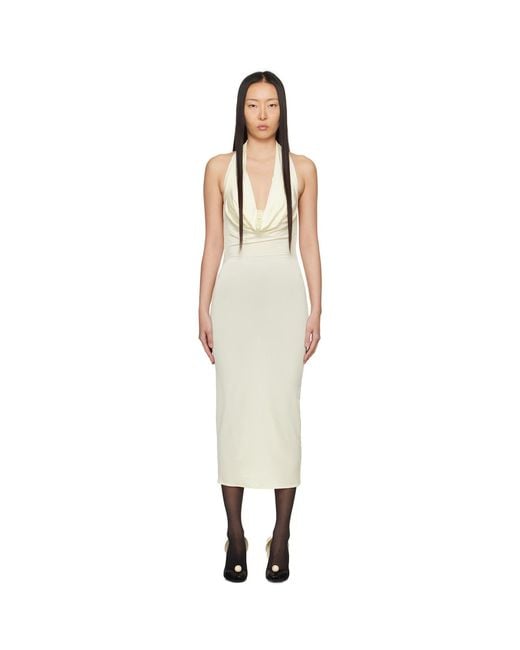 Magda Butrym Black Off-white Cowl Midi Dress