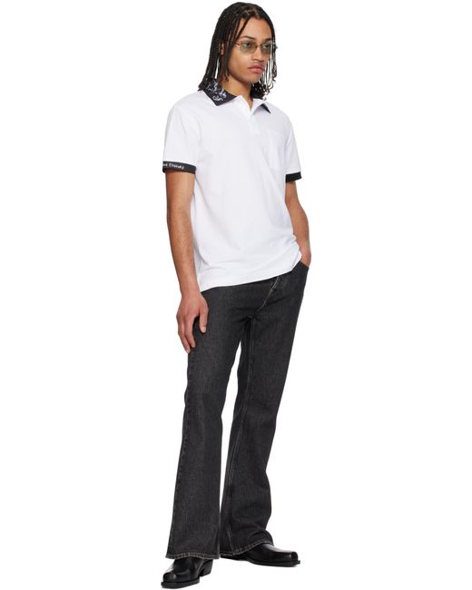メンズ Versace Jeans Couture ホワイト バロック カラー ポロシャツ White