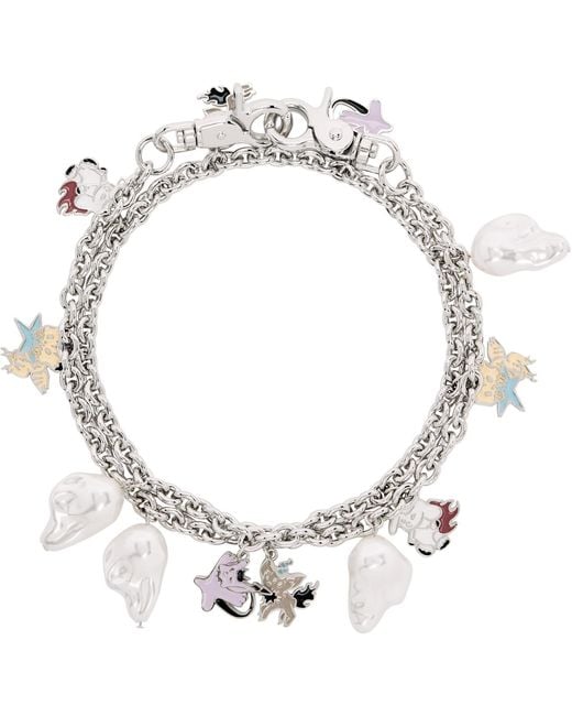 we11done Metallic Monster Charms Necklace