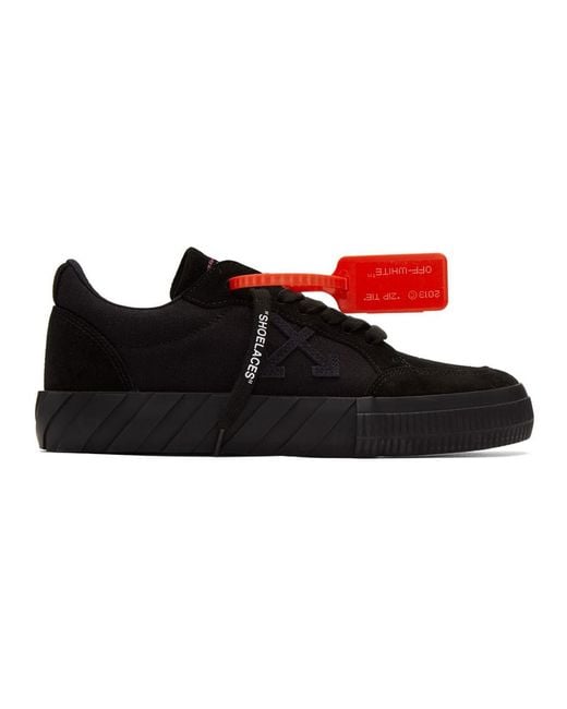 Off-White c/o Abloh Black Suede Low Vulcanized Sneakers for Men