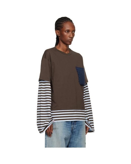 Charles Jeffrey Black Long Sleeve Knit Patch 2-In-1 T-Shirt