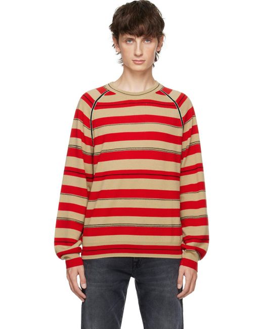 PS by Paul Smith Red & Beige Striped Sweater for men