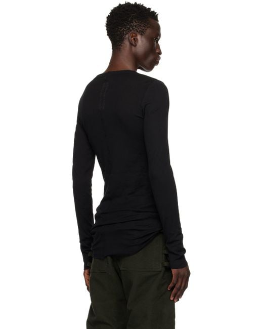 メンズ Rick Owens Porterville リブ 長袖tシャツ Black