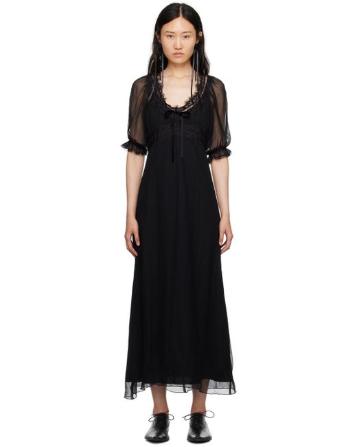 Anna Sui Black Sheer Maxi Dress