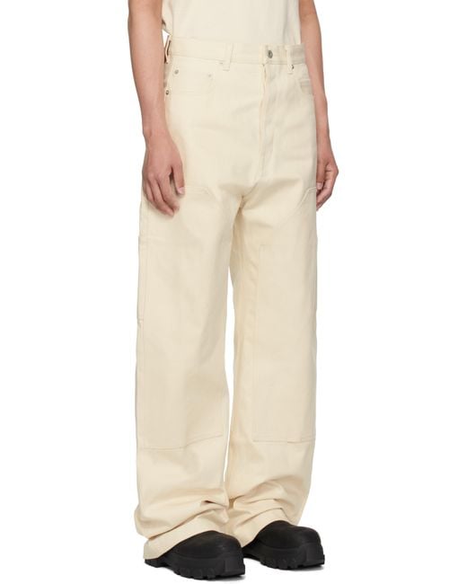 Rick Owens Natural Off- Hollywood Double Knee Geth Cut Jeans for men