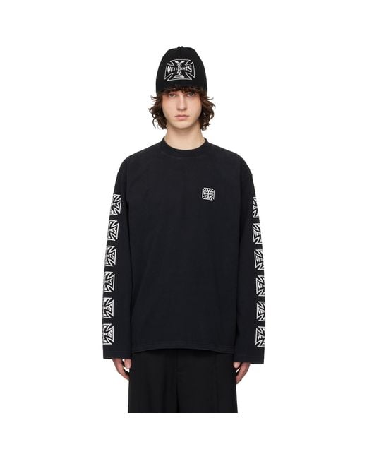 Vetements Black Biker Cross Sleeves Longsleeve T-Shirt for men