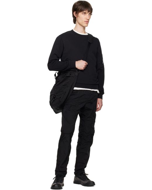 C P Company Black Light Fleece Crewneck Lens Sweatshirt for men