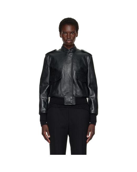 Tom Ford Black Natural Grain Leather Aviator Jacket