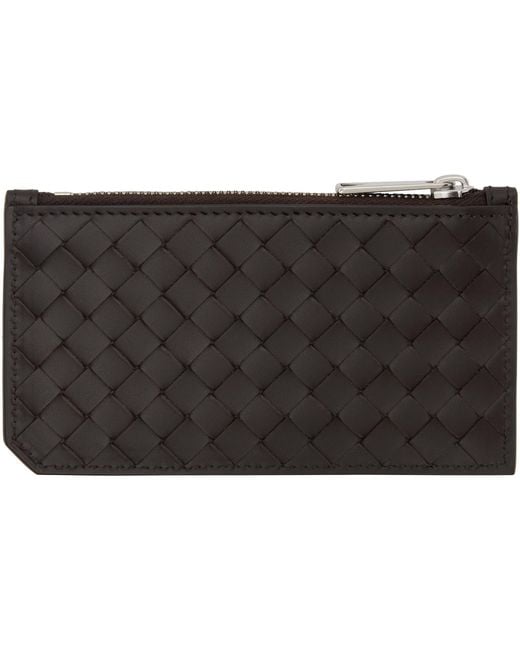 Bottega Veneta Black Intrecciato Piccolo Zipped Card Holder for men