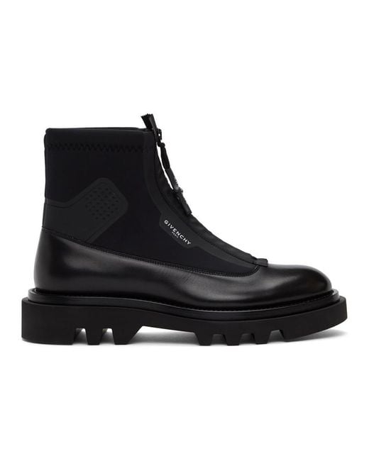 Givenchy Black Neoprene Combat Boots for men