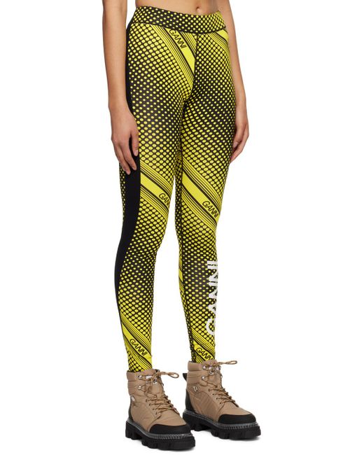 Ganni Yellow & Black Zipper leggings