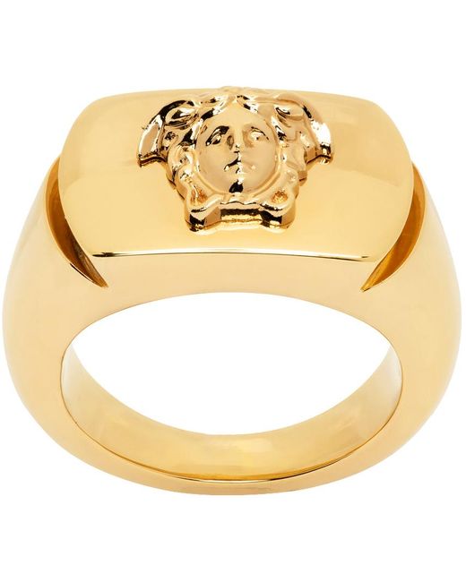 Versace Metallic Gold Medusa Ring for men