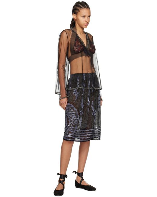 Bode Black Hyatt Midi Skirt