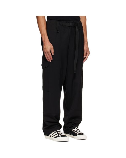 Y-3 Black Wool Utility Cargo Pants for men