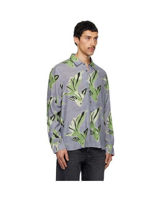 Paul Smith Black 'Le Peche Fish' Print Viscose Shirt for men