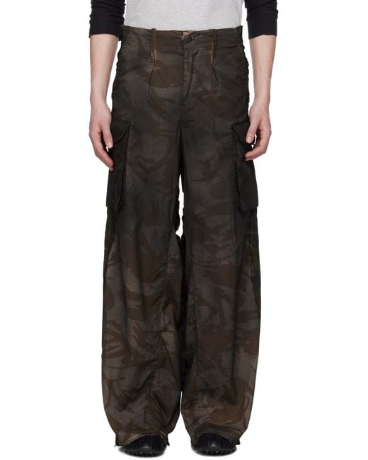 PROTOTYPES Black Khaki New Overdyed Camo Cargo Pants for men
