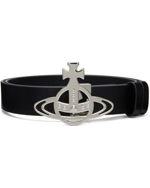Vivienne Westwood Black Line Orb Buckle Belt for men