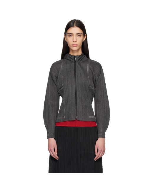 Pleats Please Issey Miyake Black Cotton Denim Hoodie