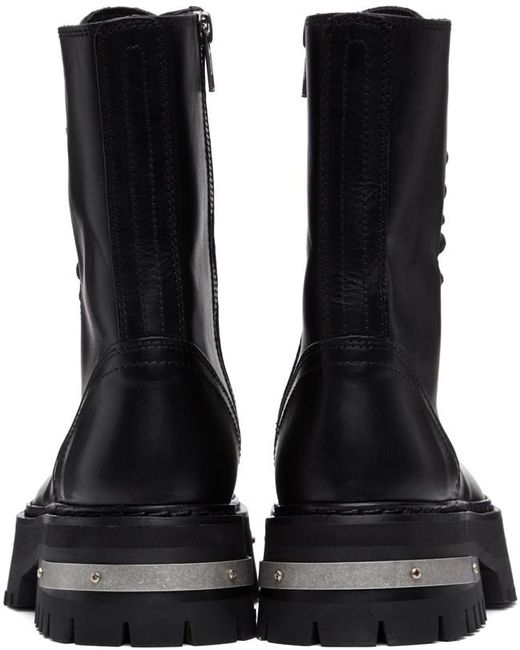 Ann Demeulemeester Black & Silver Oversized Sole Tucson Lace-up Boots