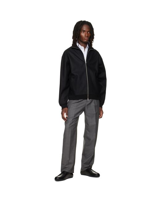 Jil Sander Black Wool Melton Zip-Up Jacket for men