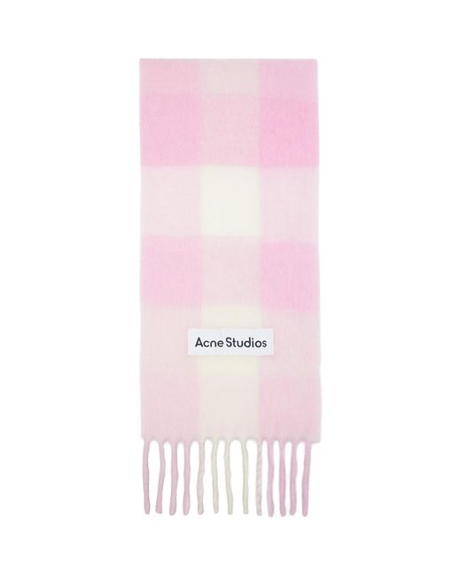 Acne Pink Mohair Checked Scarf for men