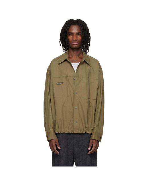 Wooyoungmi Green Khaki Cotton Patch Shirt for men