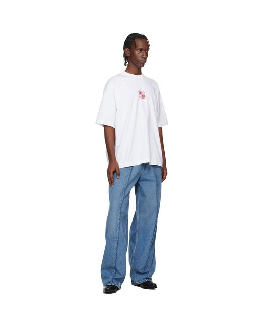 Vetements White Double Biker Cross Logo T-Shirt for men