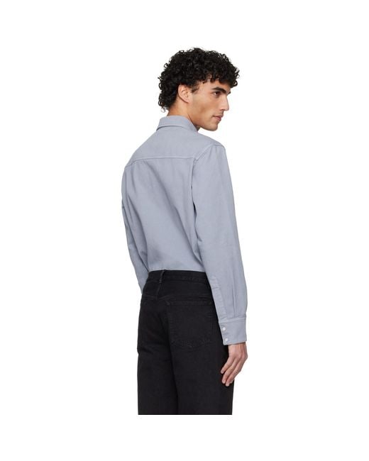 A.P.C. Gray Embroidered Overshirt for men