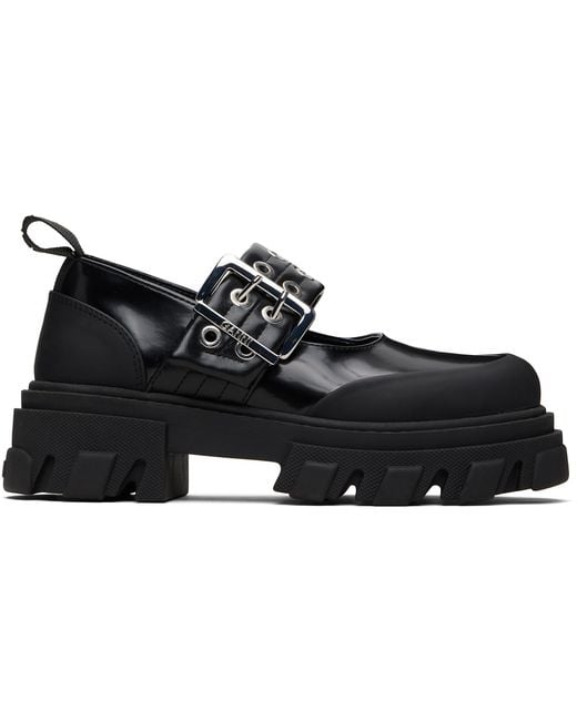 Ganni Black Cleated Ballerina Box Loafers