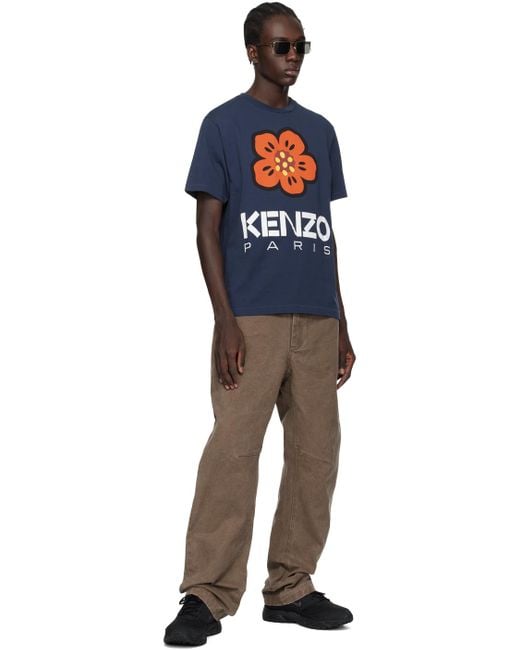 KENZO Blue Navy Paris Boke Flower T-shirt for men