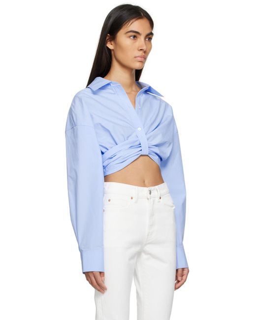 T By Alexander Wang Blue Cropped Shirt